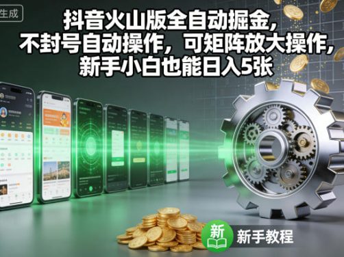 抖音火山版全自動(dòng)掘金,不封號(hào)自動(dòng)操作,可矩陣放大操作,新手小白也能日入5張【揭秘】